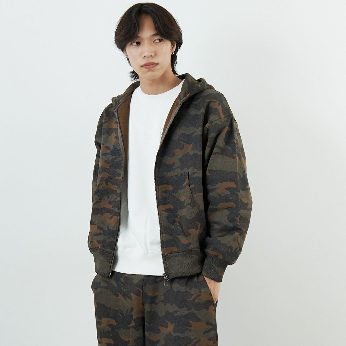 SLICK [スリック] カモフラージュプリント ダブルジップパーカー [5131039] 430 WOODLA &&モデル身長：179cm 着用サイズ：1&&