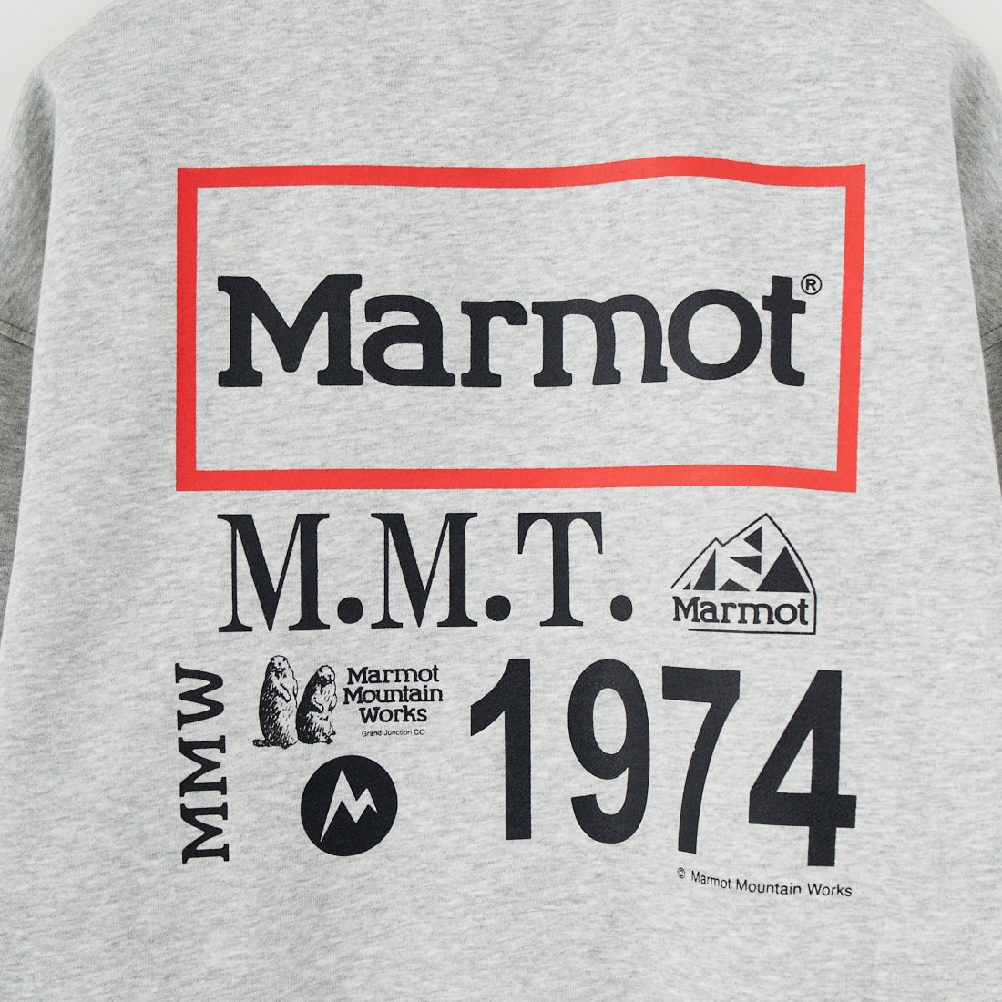 Marmot [マーモット] 別注 ヒストリーロゴ バックプリントスウェット [MTFW25USW363IN-JF] TOP GRAY