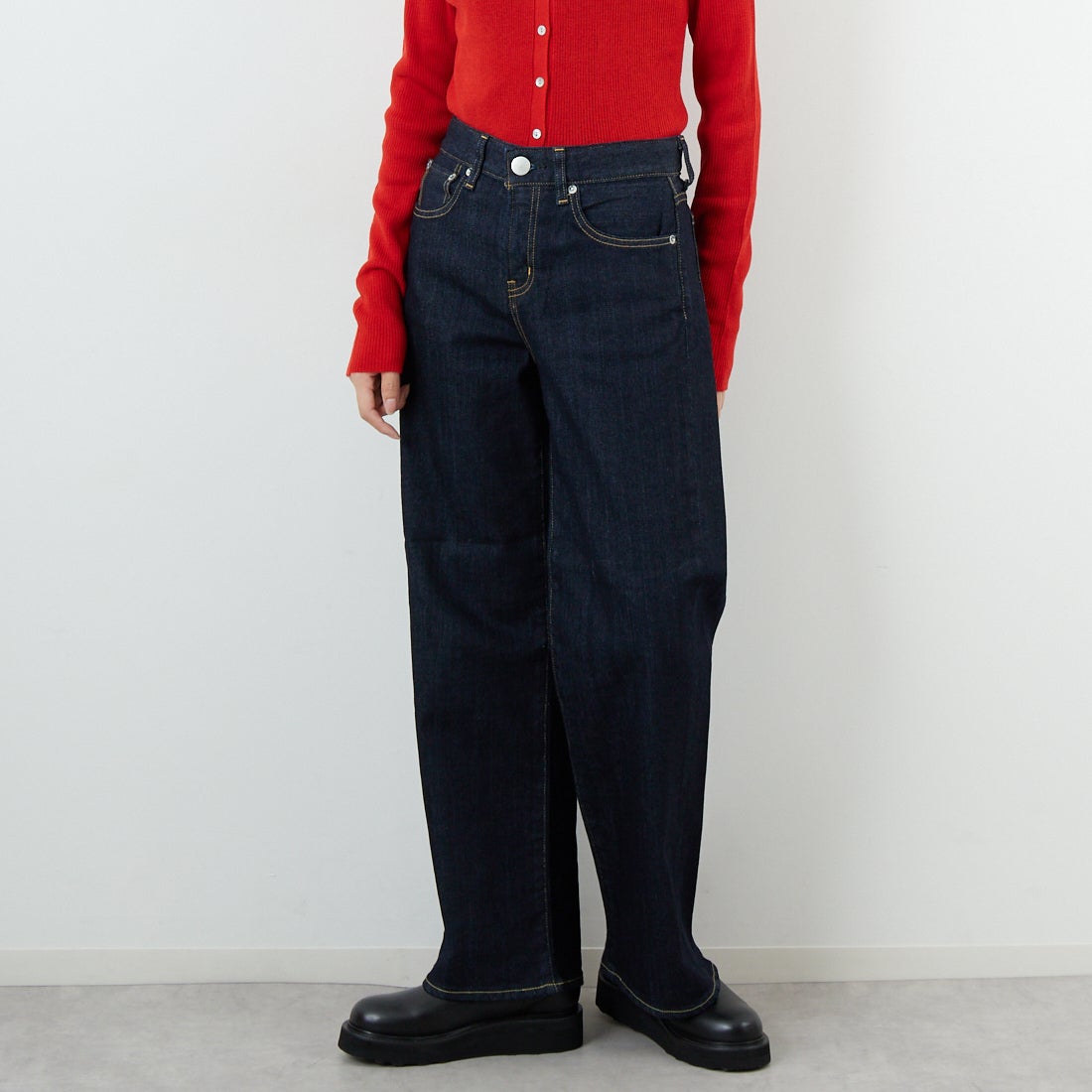 RED CARD TOKYO [レッドカード トーキョー] 35th Anniversary ワイドデニムパンツ [26W10101RNS] RINSE &&モデル身長：162cm 着用サイズ：22&&