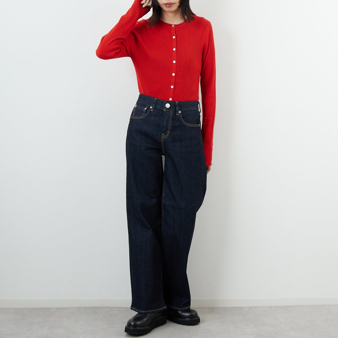 RED CARD TOKYO [レッドカード トーキョー] 35th Anniversary ワイドデニムパンツ [26W10101RNS] RINSE &&モデル身長：162cm 着用サイズ：22&&