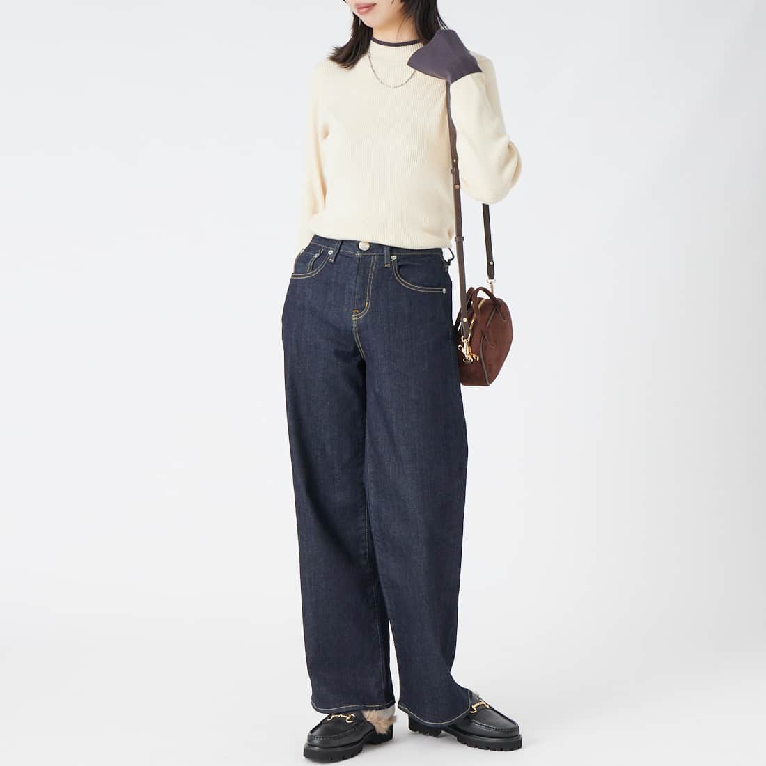 RED CARD TOKYO [レッドカード トーキョー] 35th Anniversary ワイドデニムパンツ [26W10101RNS] RINSE &&モデル身長：162cm 着用サイズ：22&&
