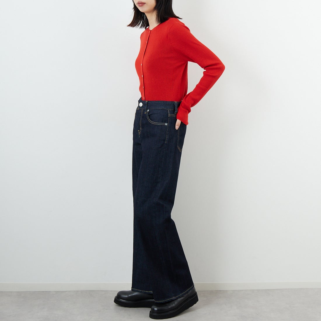 RED CARD TOKYO [レッドカード トーキョー] 35th Anniversary ワイドデニムパンツ [26W10101RNS] RINSE &&モデル身長：162cm 着用サイズ：22&&