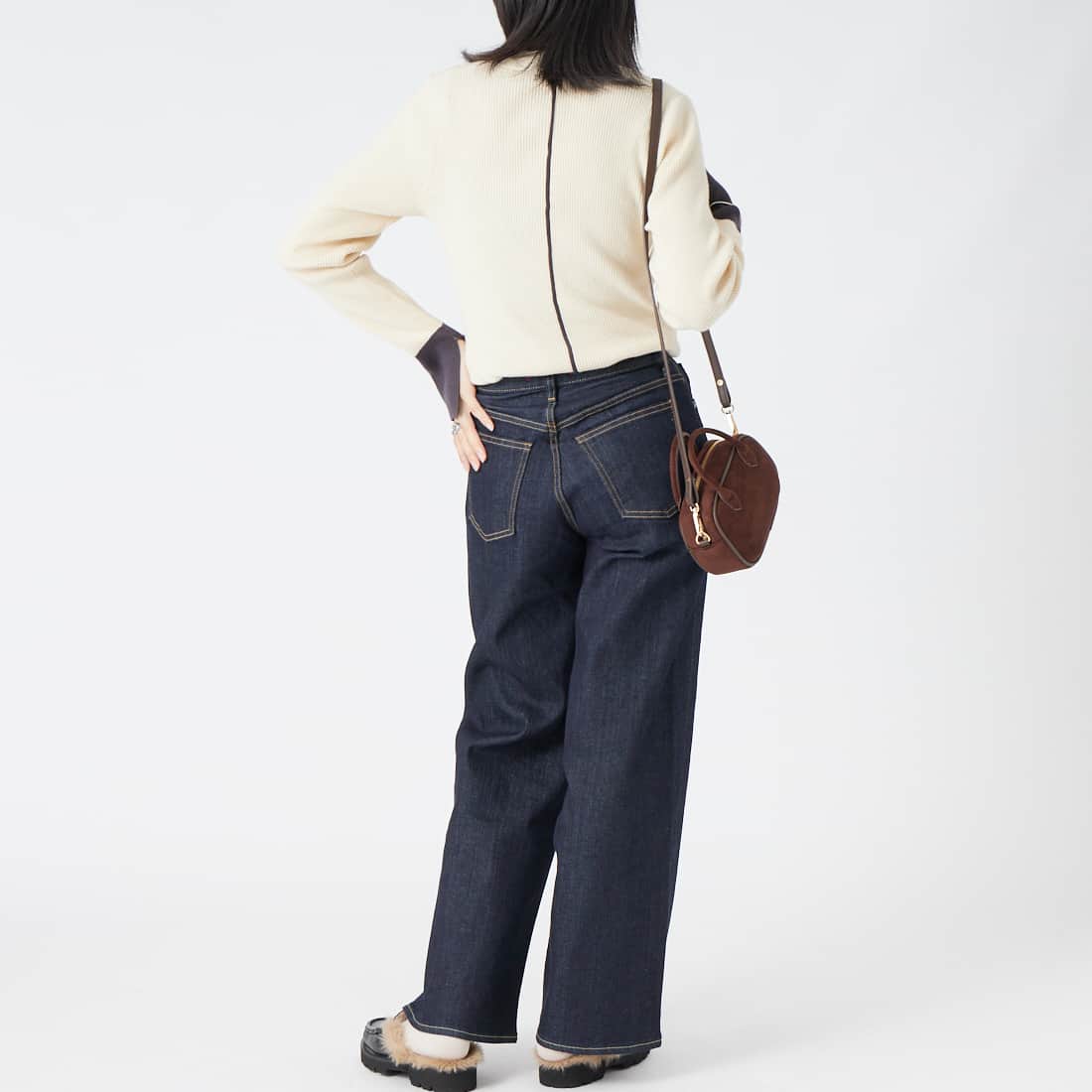 RED CARD TOKYO [レッドカード トーキョー] 35th Anniversary ワイドデニムパンツ [26W10101RNS] RINSE &&モデル身長：162cm 着用サイズ：22&&
