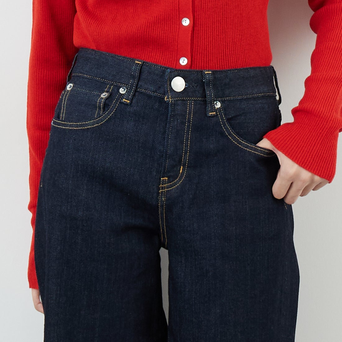 RED CARD TOKYO [レッドカード トーキョー] 35th Anniversary ワイドデニムパンツ [26W10101RNS] RINSE &&モデル身長：162cm 着用サイズ：22&&