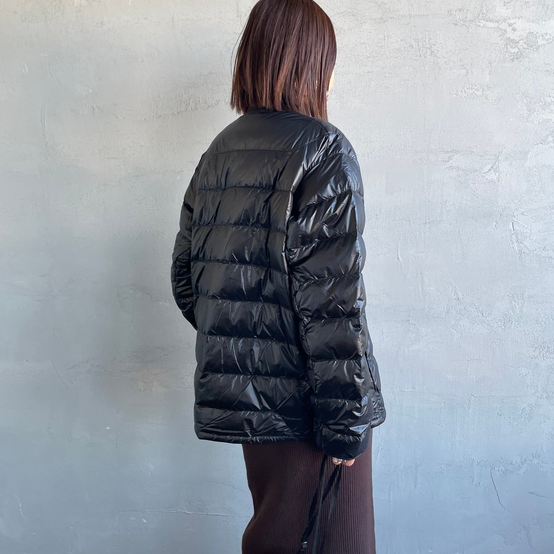 NANGA [ナンガ] 7デイズインナーダウンカーディガン [N2530-0I061A] BLK &&モデル身長：159cm 着用サイズ：S&&