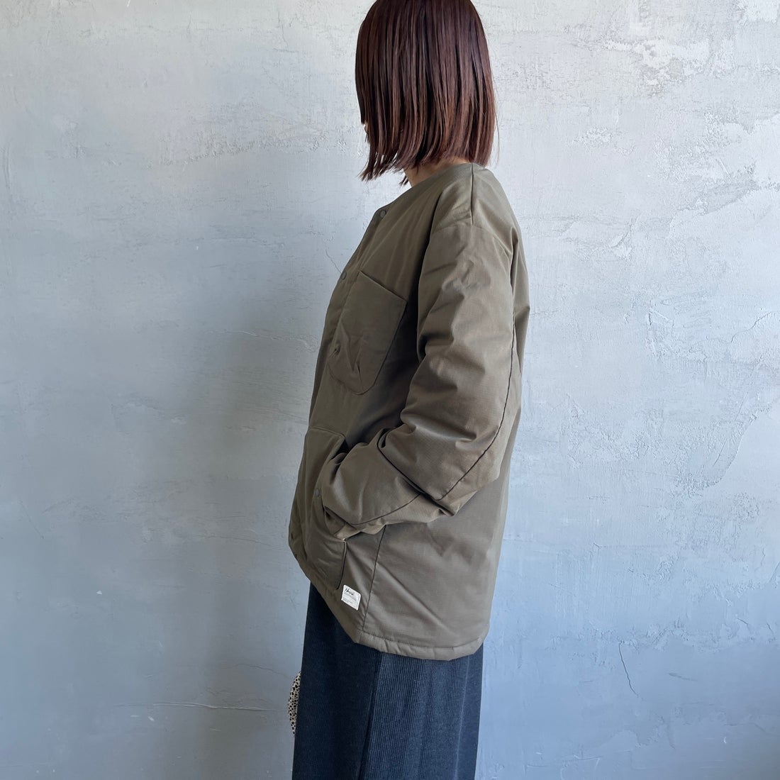 NANGA [ナンガ] ヒノックリップストップインナーダウンカーディガン [ND2441-1M300] AMG &&モデル身長：159cm 着用サイズ：S&&