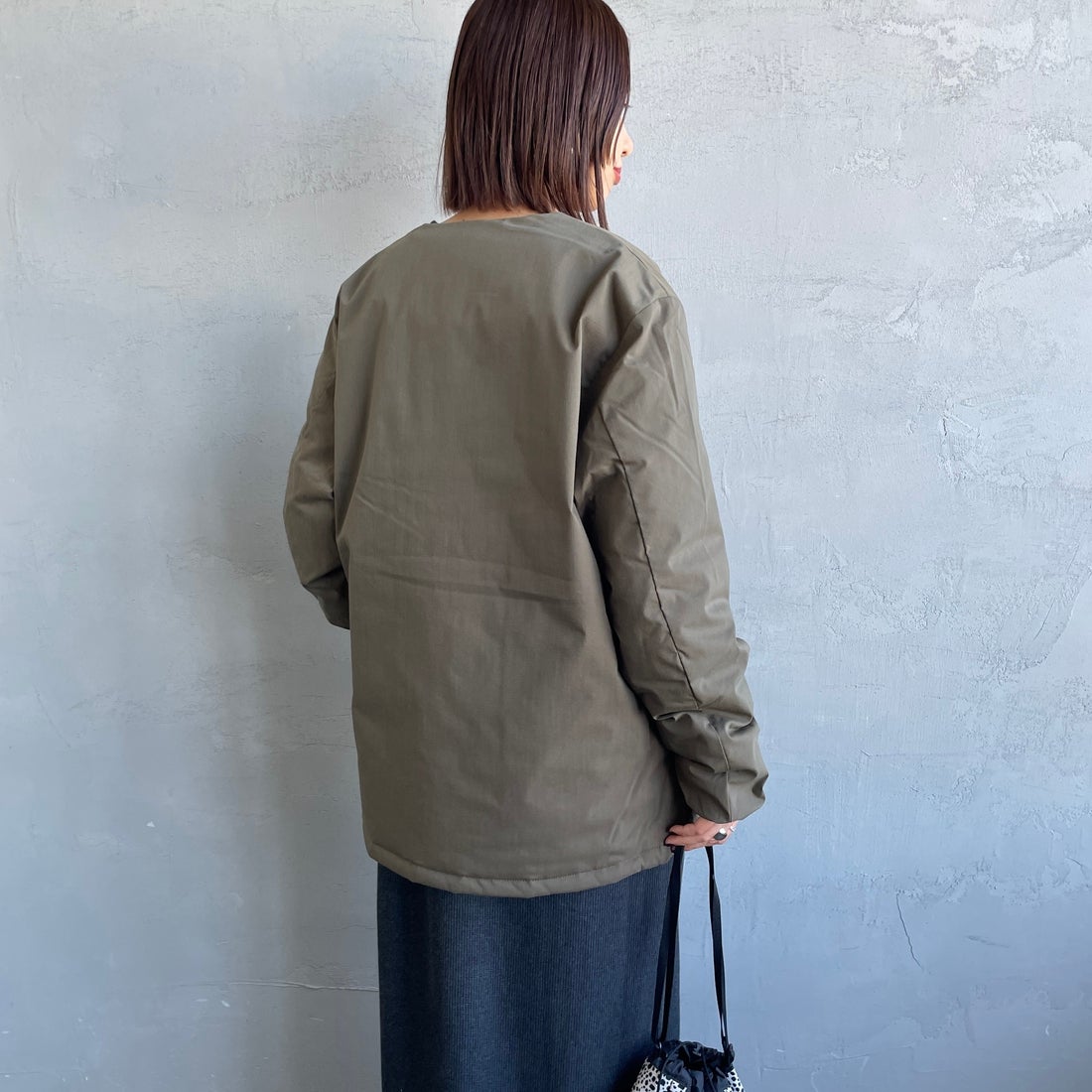 NANGA [ナンガ] ヒノックリップストップインナーダウンカーディガン [ND2441-1M300] AMG &&モデル身長：159cm 着用サイズ：S&&