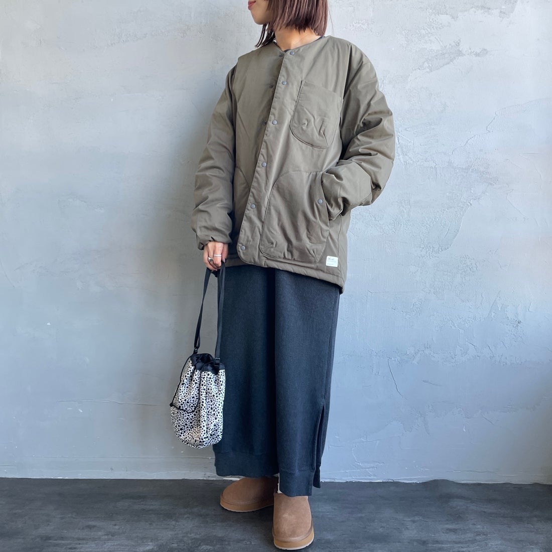 NANGA [ナンガ] ヒノックリップストップインナーダウンカーディガン [ND2441-1M300] AMG &&モデル身長：159cm 着用サイズ：S&&