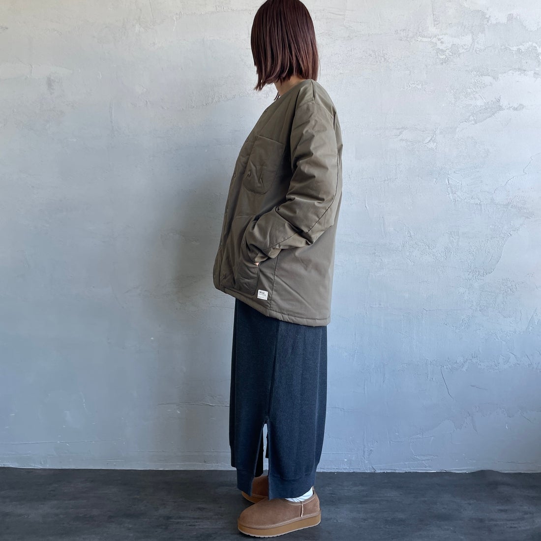 NANGA [ナンガ] ヒノックリップストップインナーダウンカーディガン [ND2441-1M300] AMG &&モデル身長：159cm 着用サイズ：S&&