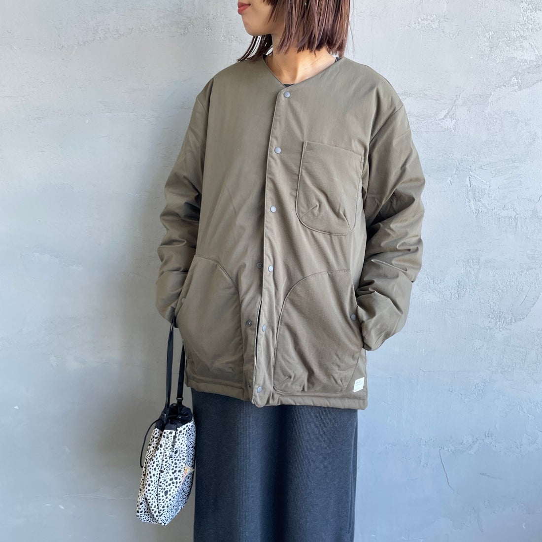 NANGA [ナンガ] ヒノックリップストップインナーダウンカーディガン [ND2441-1M300] AMG &&モデル身長：159cm 着用サイズ：S&&