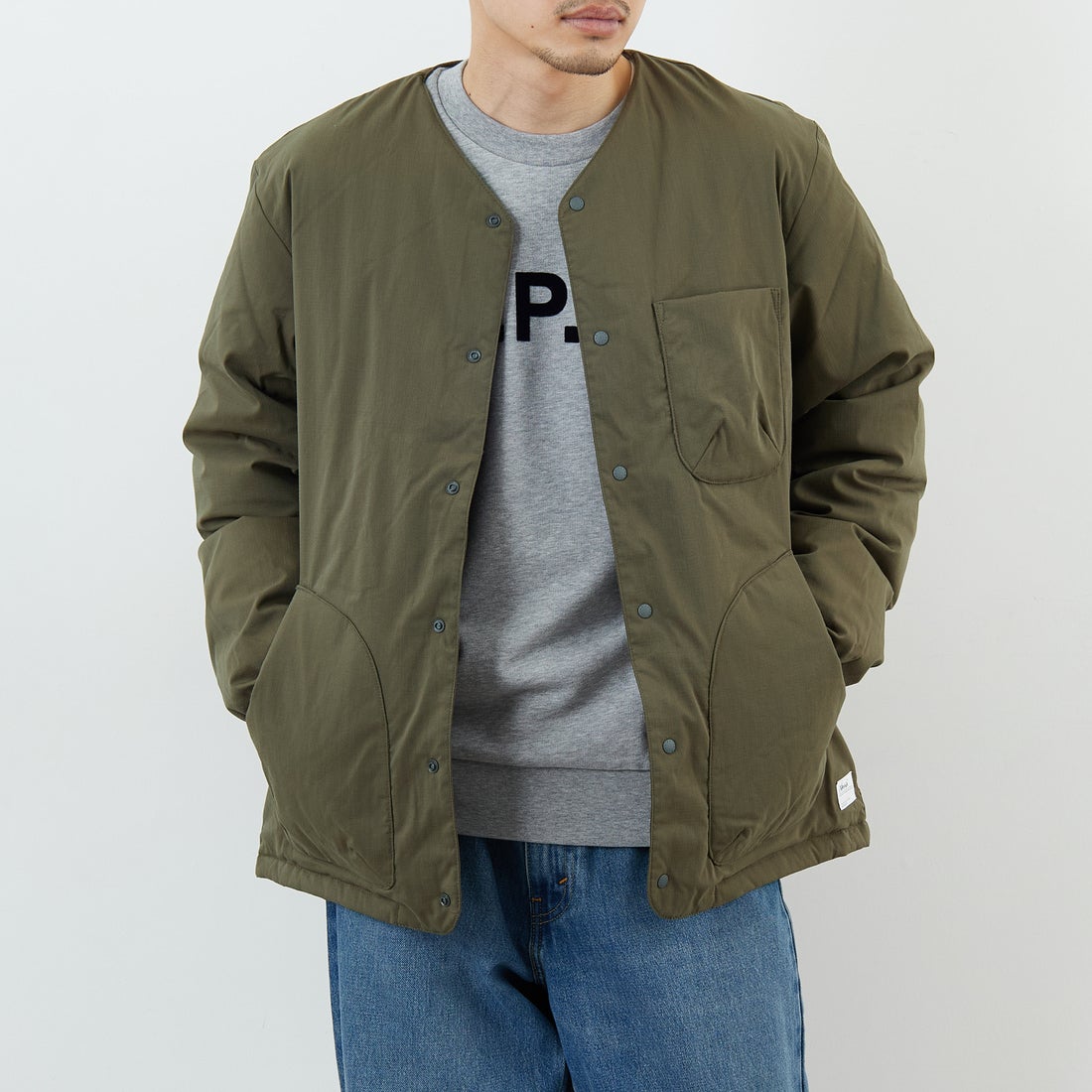 NANGA [ナンガ] ヒノックリップストップインナーダウンカーディガン [ND2441-1M300] AMG &&モデル身長：168cm 着用サイズ：M&&