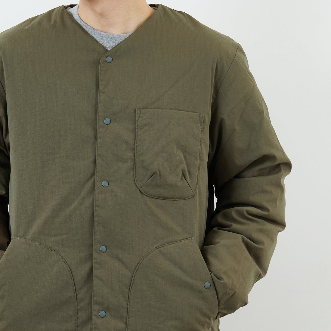 NANGA [ナンガ] ヒノックリップストップインナーダウンカーディガン [ND2441-1M300] AMG &&モデル身長：168cm 着用サイズ：M&&