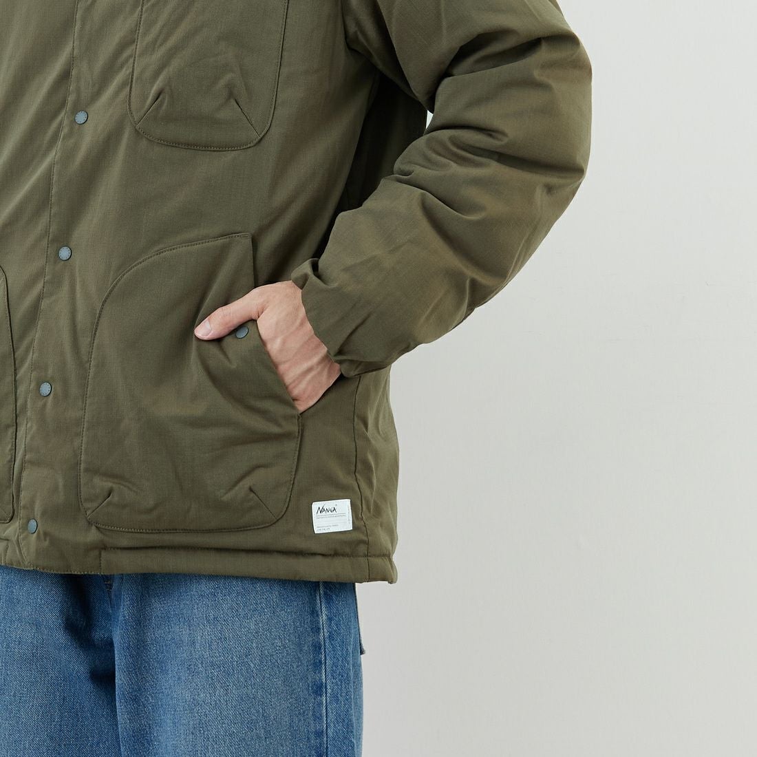 NANGA [ナンガ] ヒノックリップストップインナーダウンカーディガン [ND2441-1M300] AMG &&モデル身長：168cm 着用サイズ：M&&