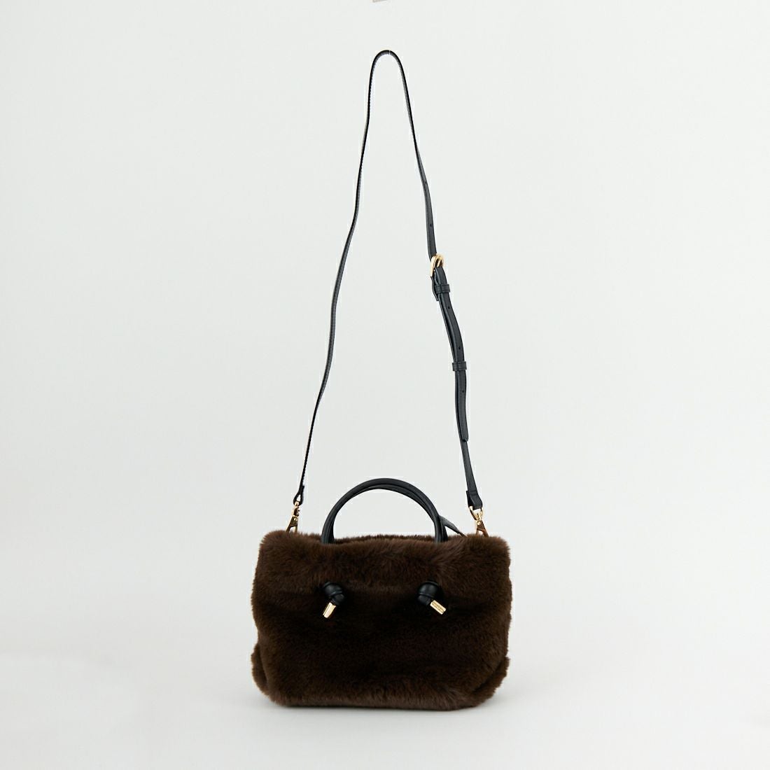 VIOLAd'ORO [ヴィオラドーロ] ELMO エコファーバッグ [V-8763] D.BROWN/BK