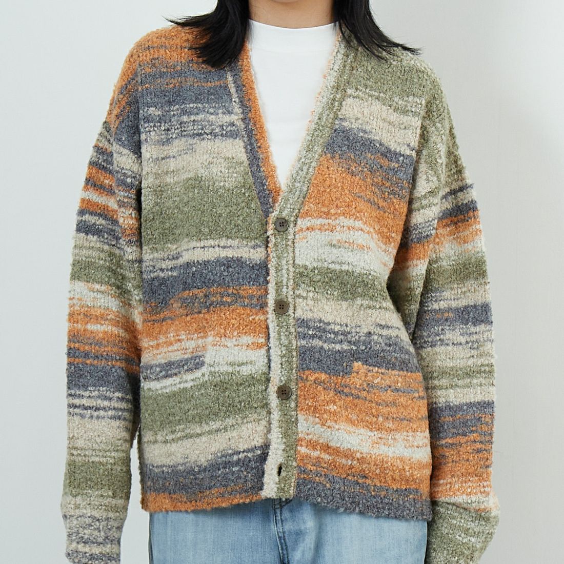 ILL ONE EIGHTY [イル ワンエイティ] グランドキャニオン ニットカーディガン [ILL252-19] DAWN &&モデル身長：167cm 着用サイズ：S&&