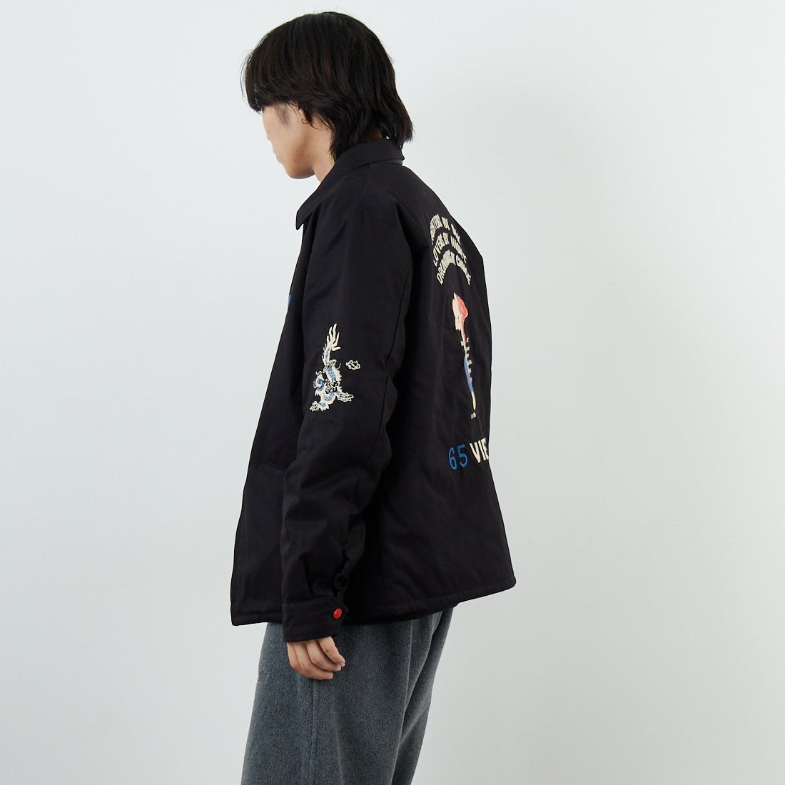 TAILOR TOYO [テーラートウヨウ] リバーシブルベトナムジャケット [TT15800] 119 BLACK &&モデル身長：179cm 着用サイズ：L&&