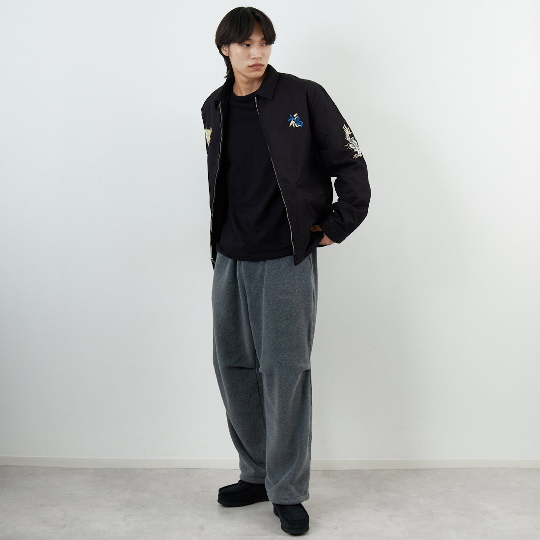 TAILOR TOYO [テーラートウヨウ] リバーシブルベトナムジャケット [TT15800] 119 BLACK &&モデル身長：179cm 着用サイズ：L&&