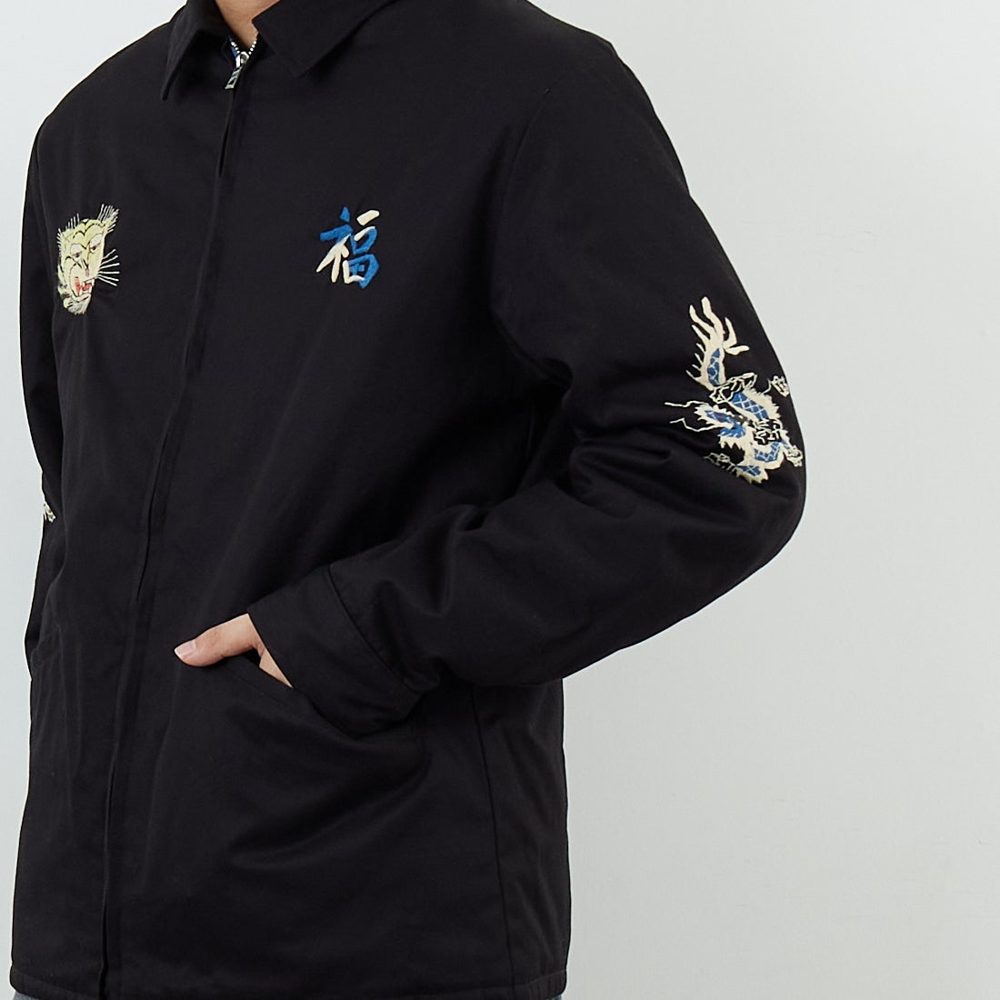 TAILOR TOYO [テーラートウヨウ] リバーシブルベトナムジャケット [TT15800] 119 BLACK &&モデル身長：179cm 着用サイズ：L&&