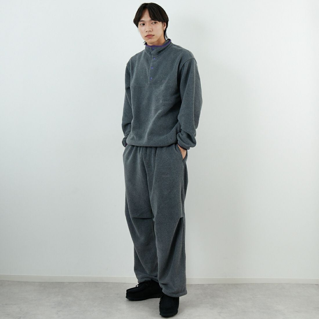 frostline [フロストライン] 別注 フリースパンツ [FL10-PT-IN5-JF] GRAY &&モデル身長：179cm 着用サイズ：L&&