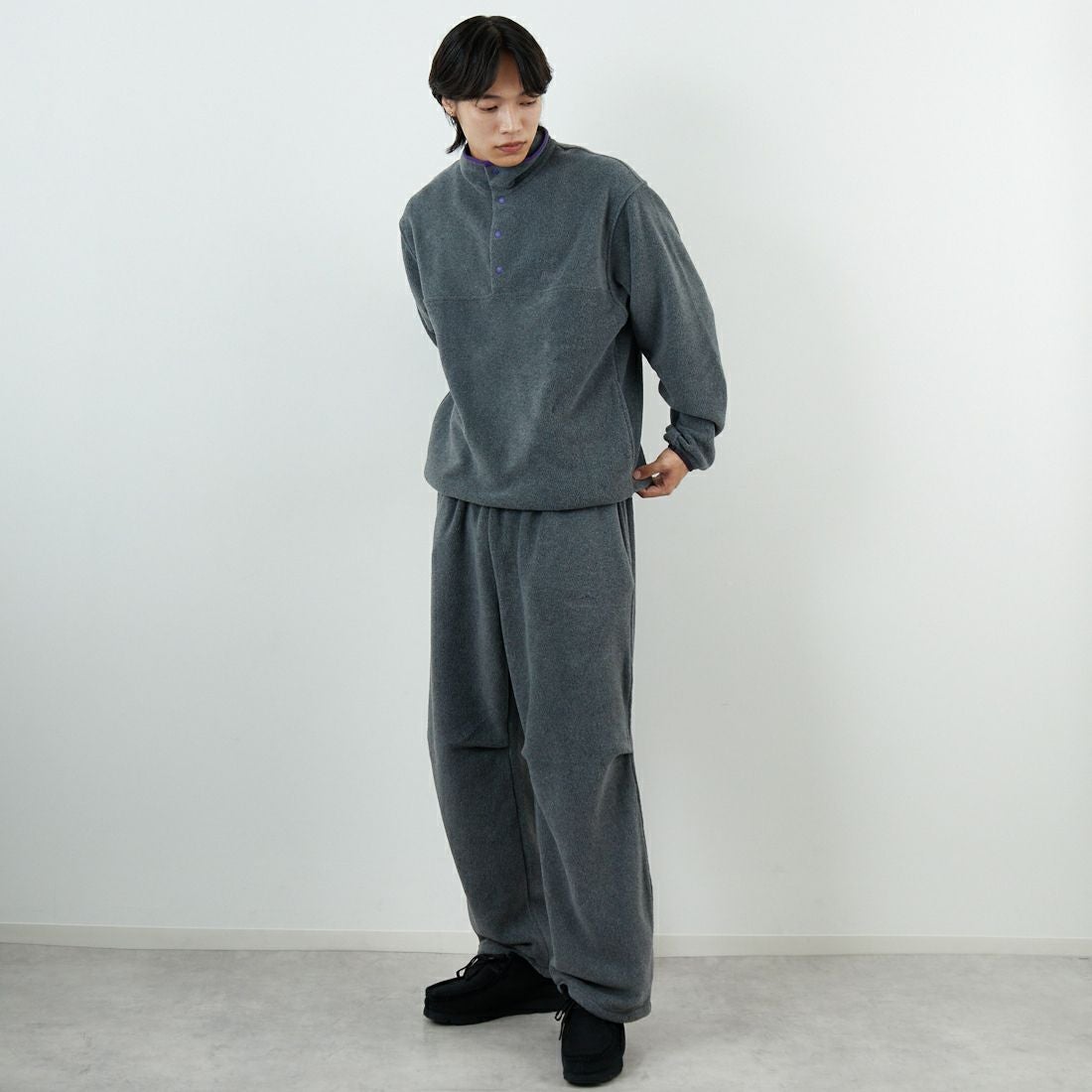 frostline [フロストライン] 別注 フリースパンツ [FL10-PT-IN5-JF] GRAY &&モデル身長：179cm 着用サイズ：L&&
