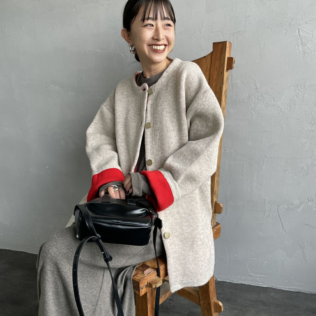 22 BEG/RED&&モデル身長：150cm 着用サイズ：F&&