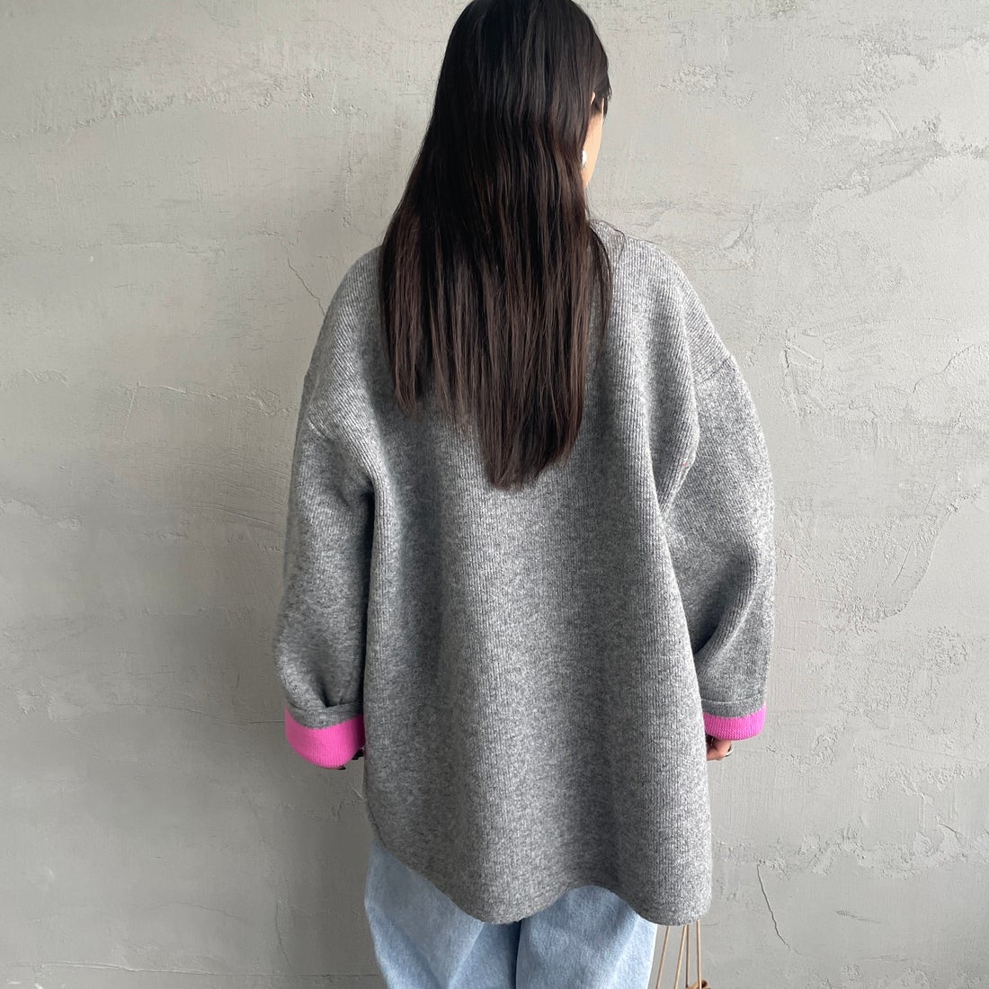 Maison de L'allure [メゾン ドゥ ラリュール] ダブルフェイスニットコート [M24131036] 08 CCL/PNK &&モデル身長：150cm 着用サイズ：F&&