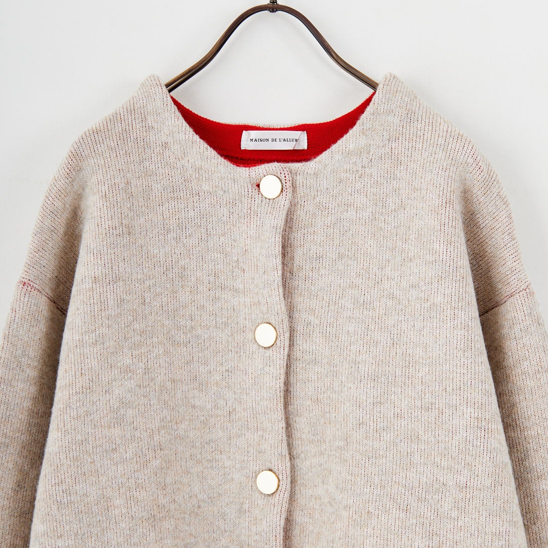 Maison de L'allure [メゾン ドゥ ラリュール] ダブルフェイスニットコート [M24131036] 22 BEG/RED