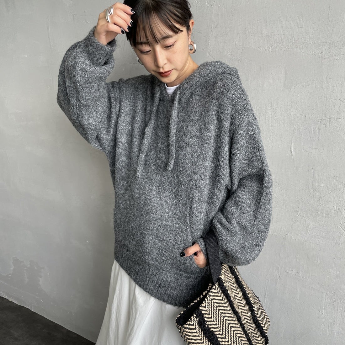 08 CHARCOA&&モデル身長：150cm 着用サイズ：F&&