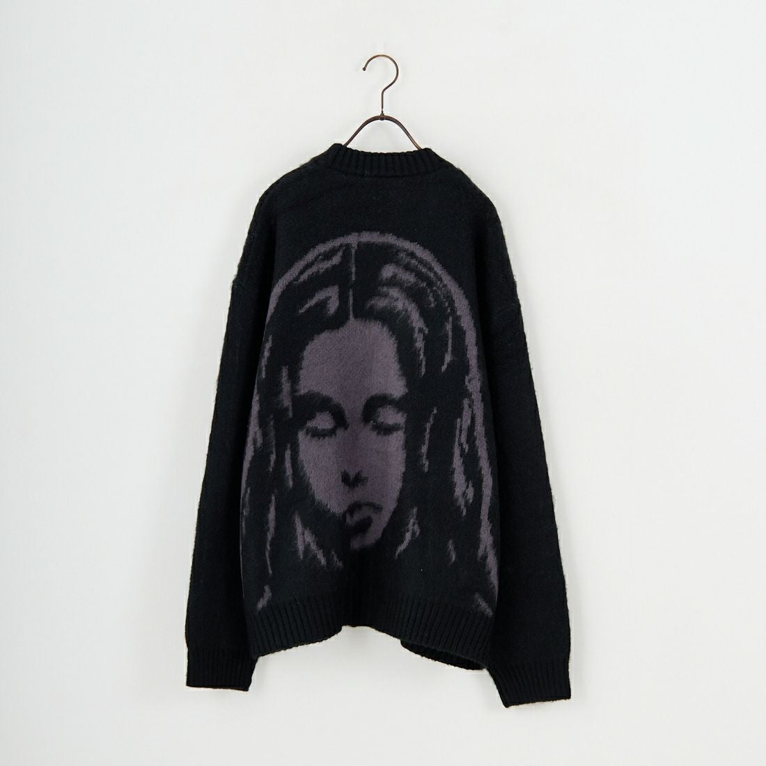 X-girl [エックスガール] フェイスジャガード ニットカーディガン [105253015006] BLACK