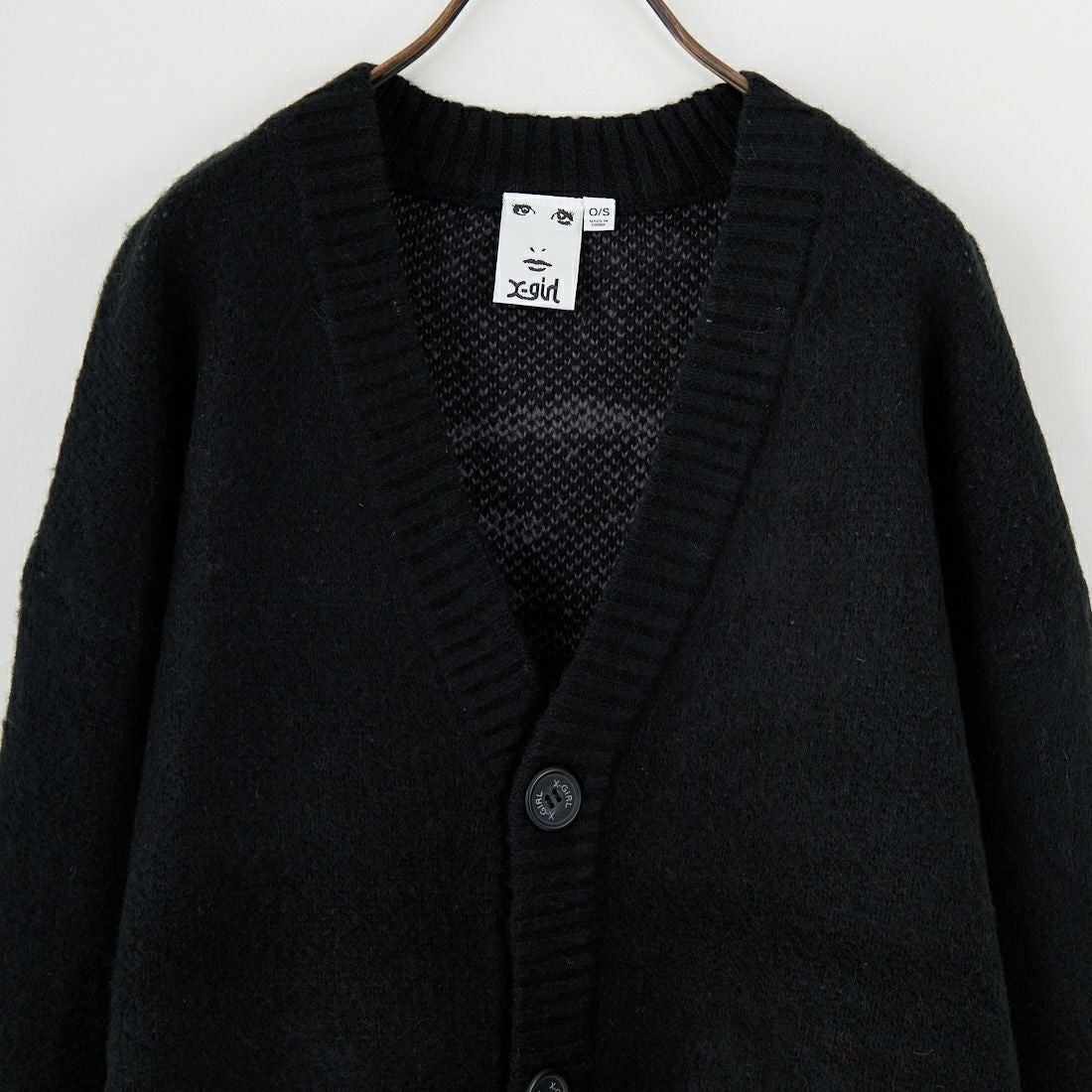 X-girl [エックスガール] フェイスジャガード ニットカーディガン