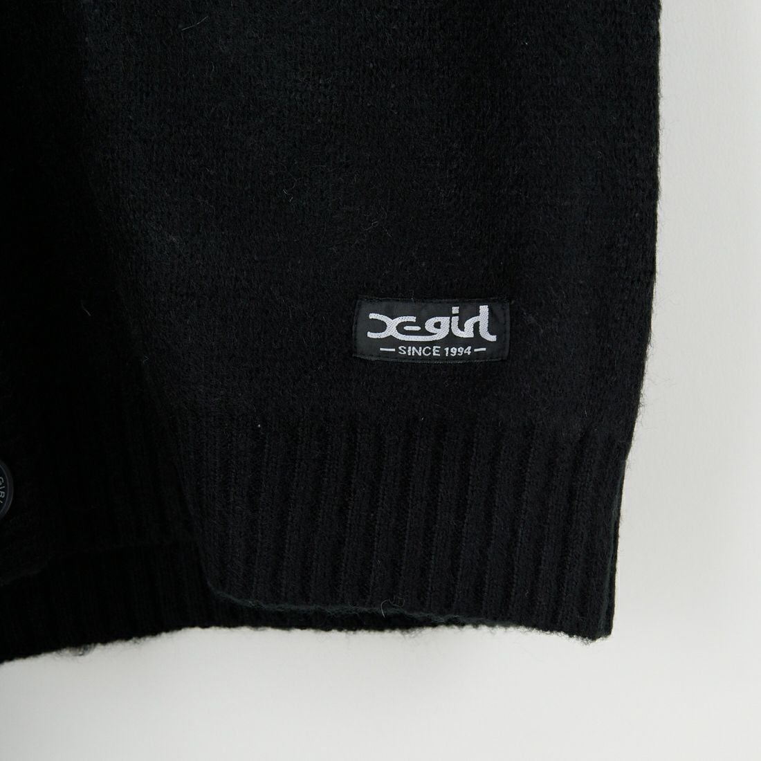 X-girl [エックスガール] フェイスジャガード ニットカーディガン [105253015006] BLACK
