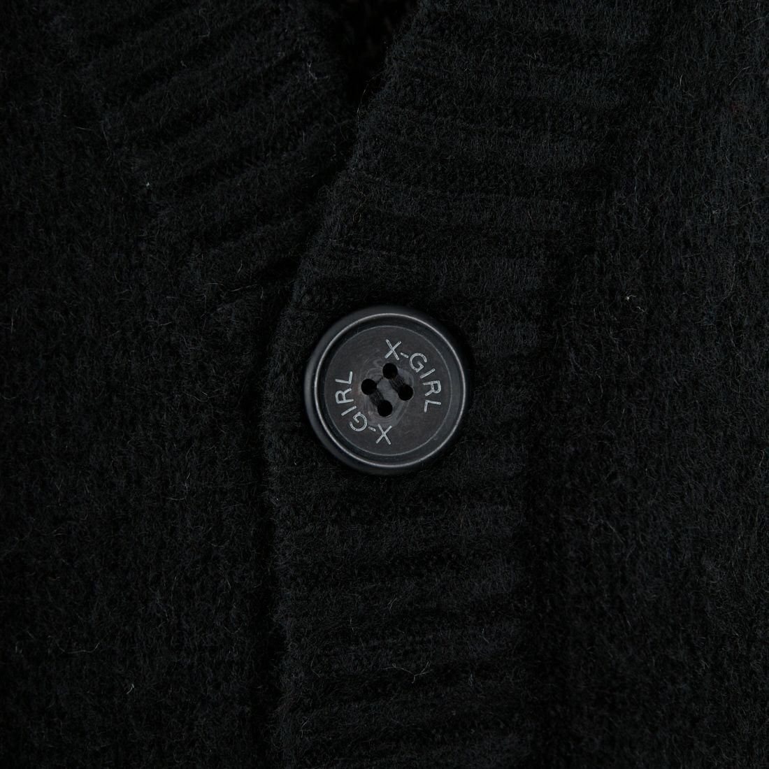 X-girl [エックスガール] フェイスジャガード ニットカーディガン [105253015006] BLACK