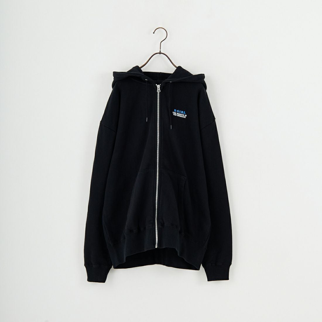 X-girl [エックスガール] サークルロゴ フルジップスウェットフーディ [105253012001] BLACK