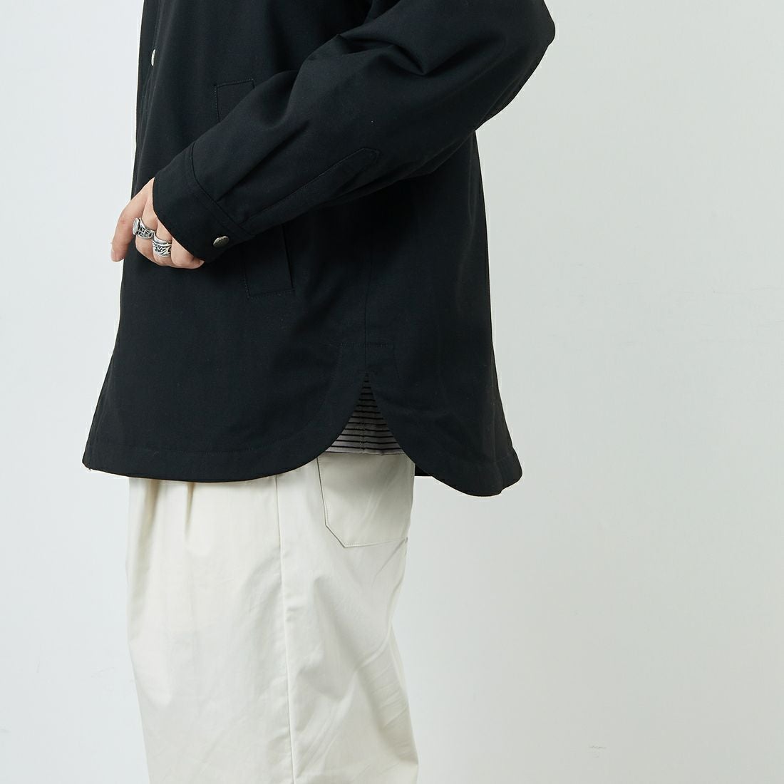 DANTON [ダントン] ウールライク 中綿コーチジャケット [DT-A0716WLX] BLACK &&モデル身長：179cm 着用サイズ：42&&