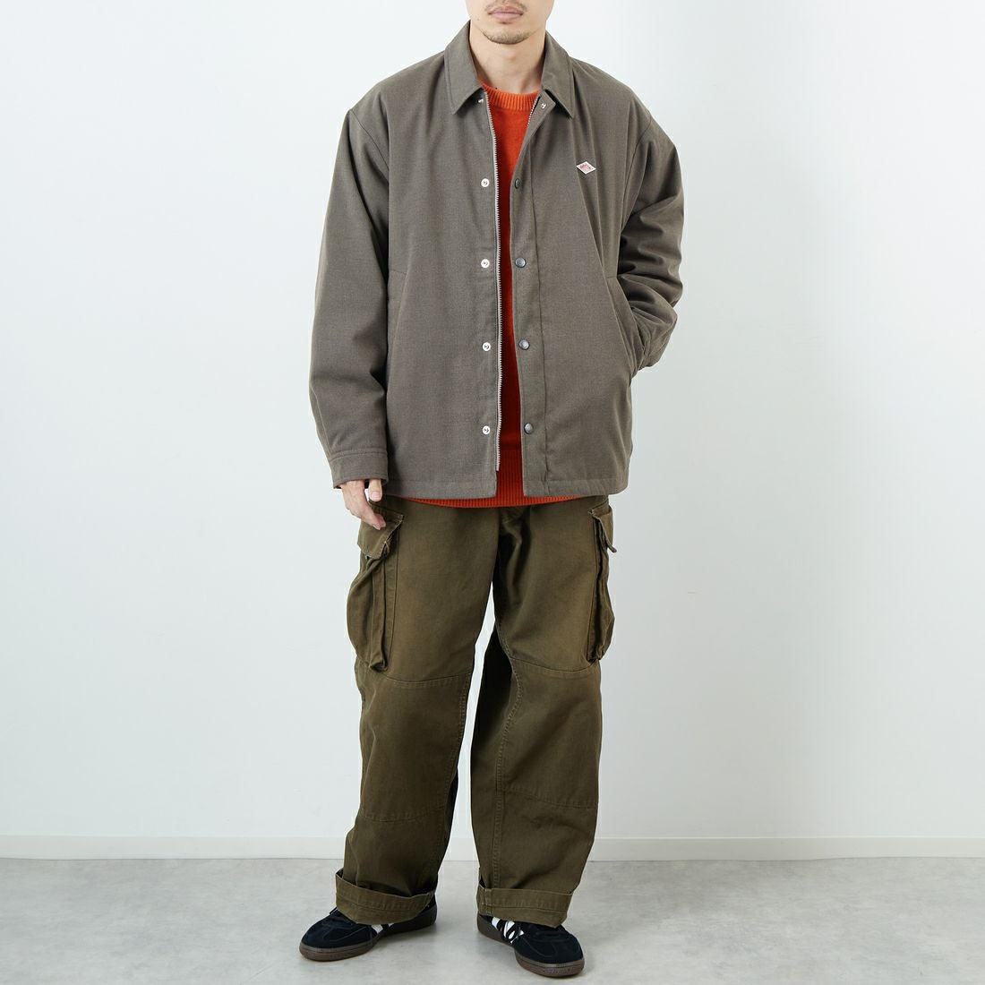 DANTON [ダントン] ウールライク 中綿コーチジャケット [DT-A0716WLX] GREIGE &&モデル身長：168cm 着用サイズ：40&&