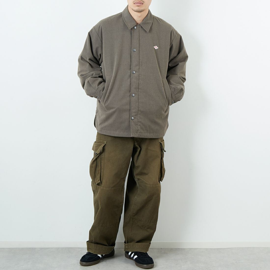 DANTON [ダントン] ウールライク 中綿コーチジャケット [DT-A0716WLX] GREIGE &&モデル身長：168cm 着用サイズ：40&&