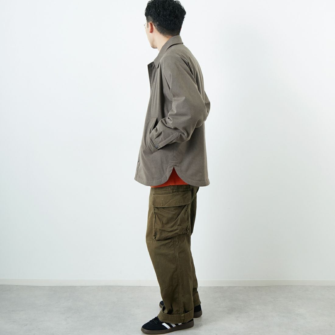 DANTON [ダントン] ウールライク 中綿コーチジャケット [DT-A0716WLX] GREIGE &&モデル身長：168cm 着用サイズ：40&&