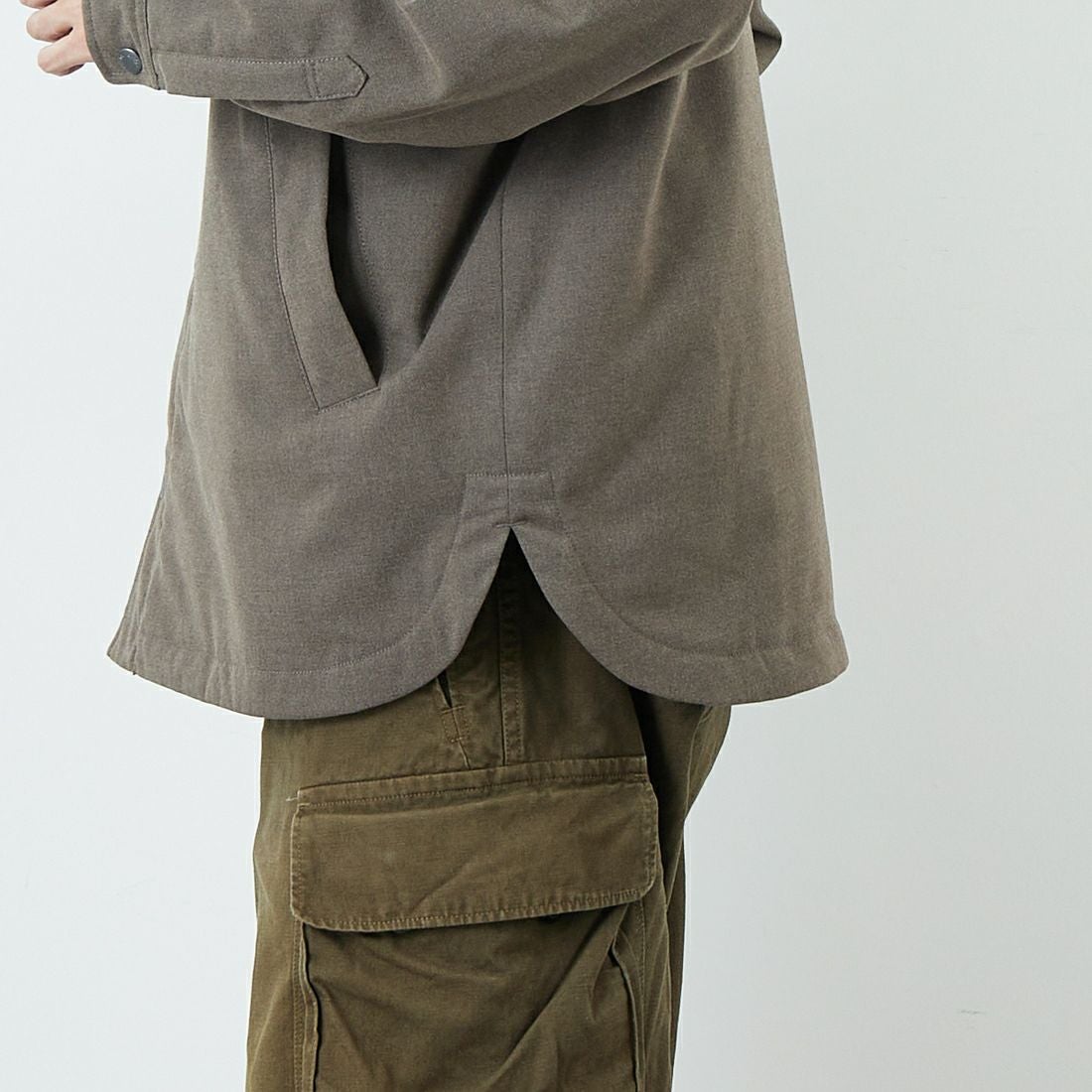 DANTON [ダントン] ウールライク 中綿コーチジャケット [DT-A0716WLX] GREIGE &&モデル身長：168cm 着用サイズ：40&&