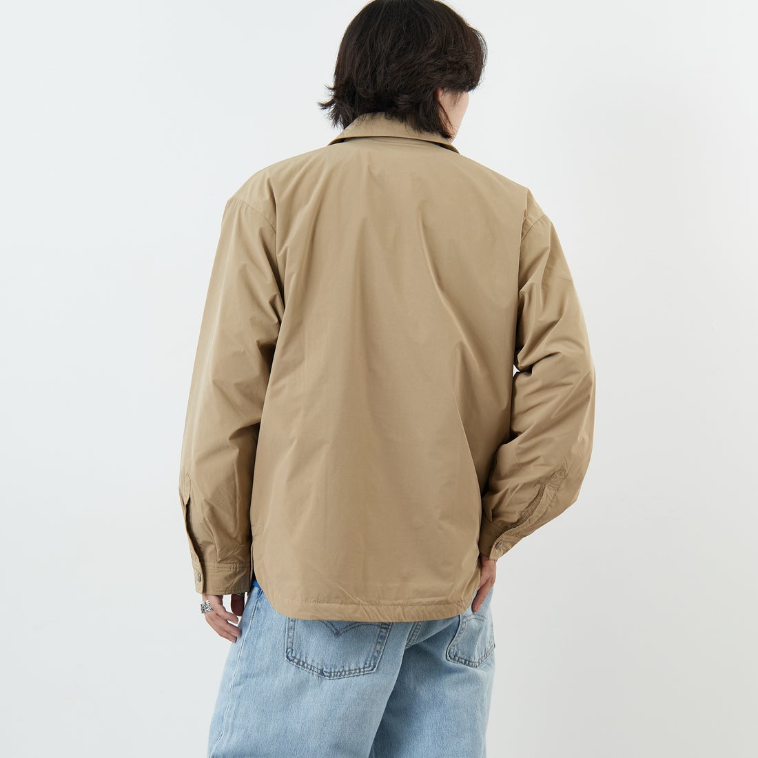 DANTON [ダントン] ピーチタフタ 中綿コーチジャケット [DT-A0716PNT] BEIGE &&モデル身長：179cm 着用サイズ：42&&