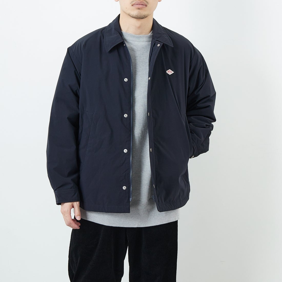 DANTON [ダントン] ピーチタフタ 中綿コーチジャケット [DT-A0716PNT] NAVY &&モデル身長：168cm 着用サイズ：38&&
