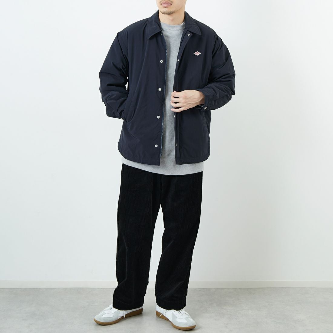 DANTON [ダントン] ピーチタフタ 中綿コーチジャケット [DT-A0716PNT] NAVY &&モデル身長：168cm 着用サイズ：38&&