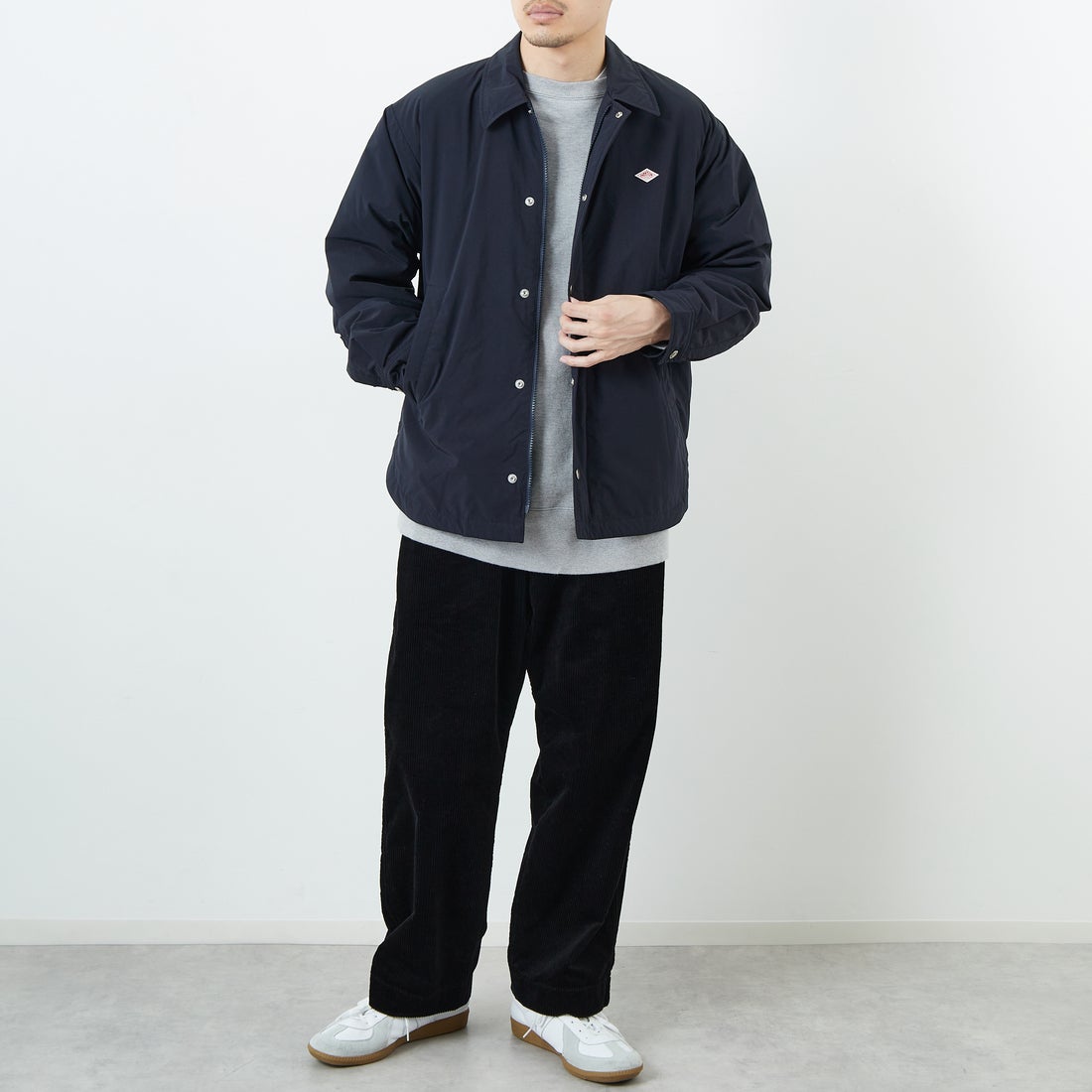 DANTON [ダントン] ピーチタフタ 中綿コーチジャケット [DT-A0716PNT] NAVY &&モデル身長：168cm 着用サイズ：38&&