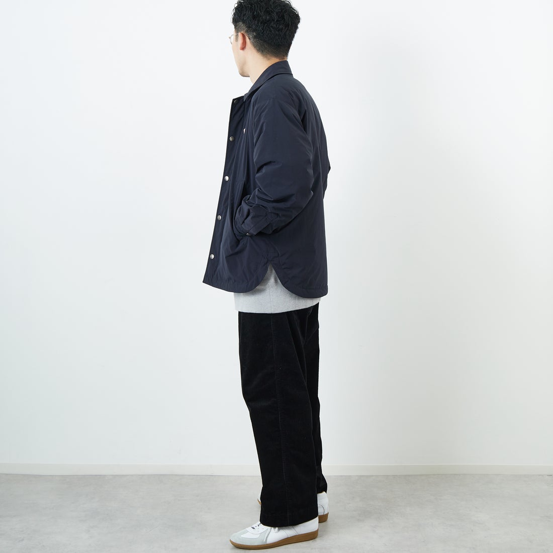 DANTON [ダントン] ピーチタフタ 中綿コーチジャケット [DT-A0716PNT] NAVY &&モデル身長：168cm 着用サイズ：38&&