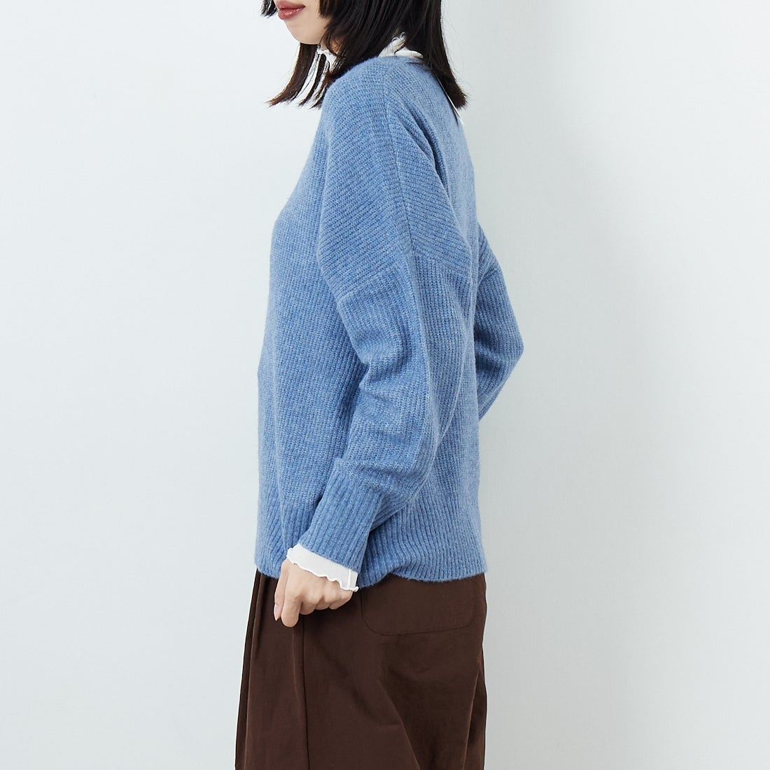 Jeans Factory Clothes [ジーンズファクトリークローズ] Vネックプルオーバー [998-18900] 85 ﾌﾞﾙｰ &&モデル身長：162cm 着用サイズ：F&&