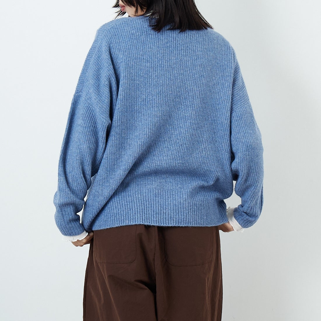 Jeans Factory Clothes [ジーンズファクトリークローズ] Vネックプルオーバー [998-18900] 85 ﾌﾞﾙｰ &&モデル身長：162cm 着用サイズ：F&&