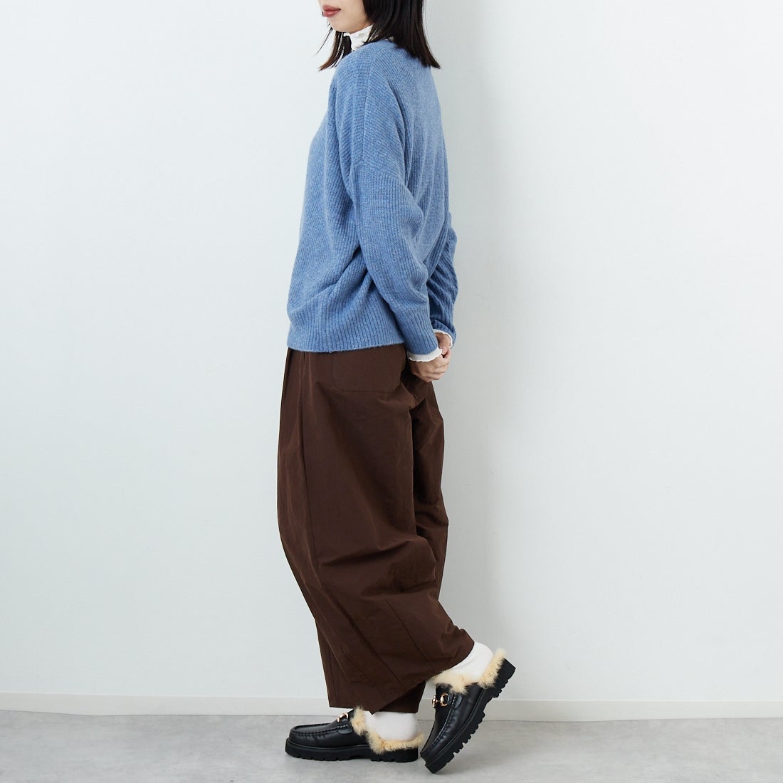 Jeans Factory Clothes [ジーンズファクトリークローズ] Vネックプルオーバー [998-18900] 85 ﾌﾞﾙｰ &&モデル身長：162cm 着用サイズ：F&&