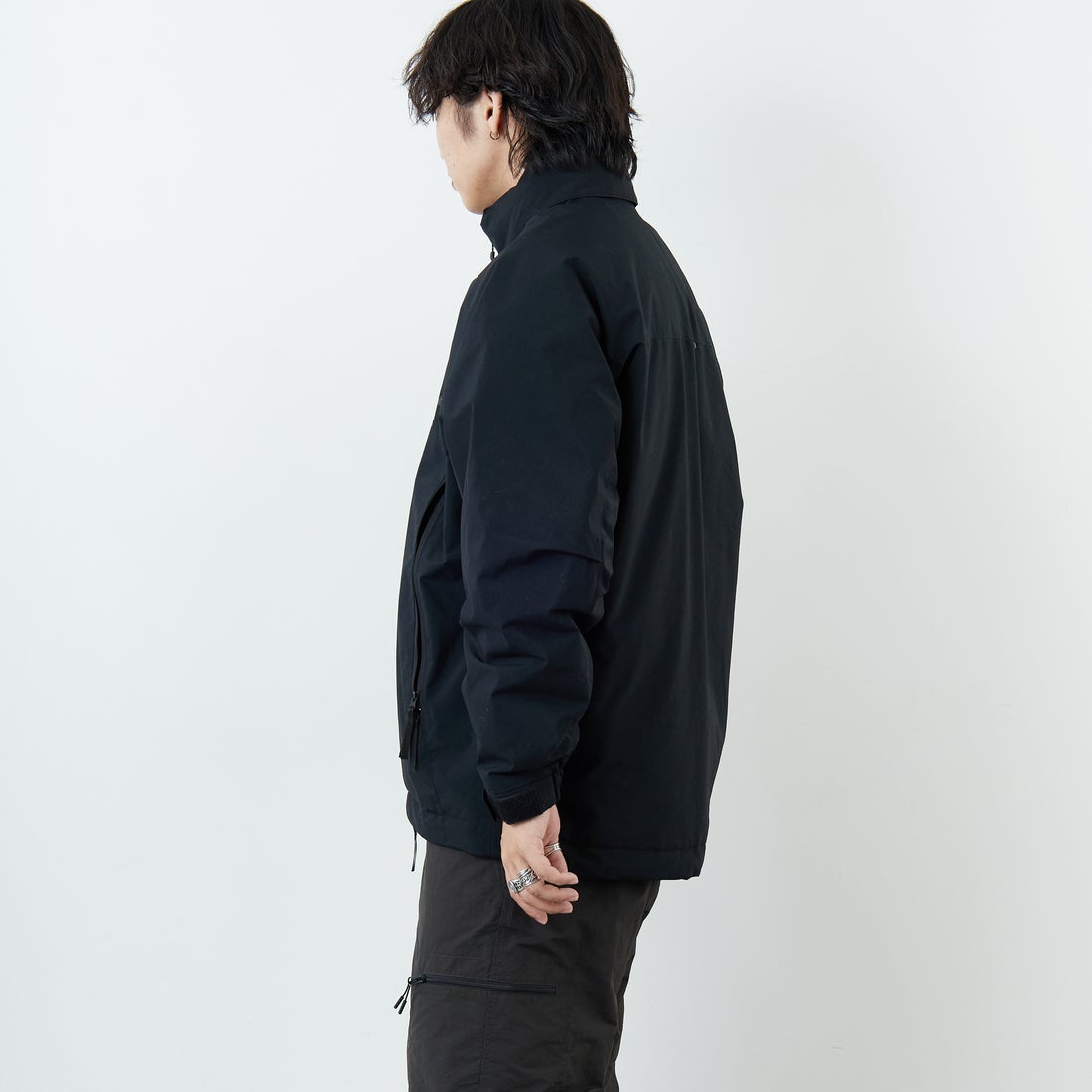 +phenix [プラスフェニックス] 別注 LEVEL7 ダウンジャケット [POO-25080IN-JF] BLACK &&モデル身長：179cm 着用サイズ：XL&&