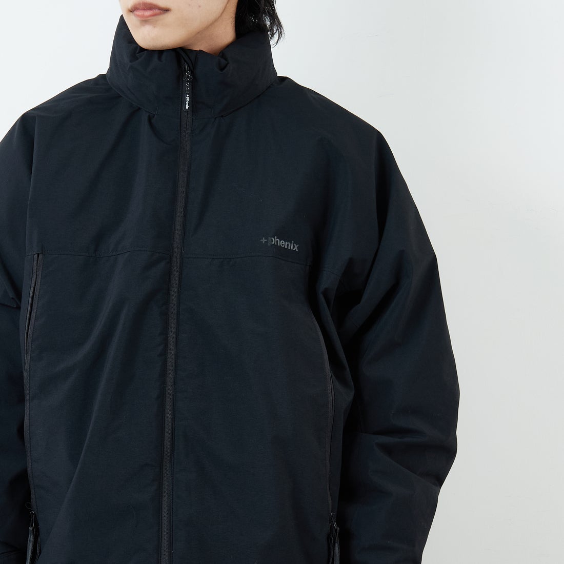 +phenix [プラスフェニックス] 別注 LEVEL7 ダウンジャケット [POO-25080IN-JF] BLACK &&モデル身長：179cm 着用サイズ：XL&&