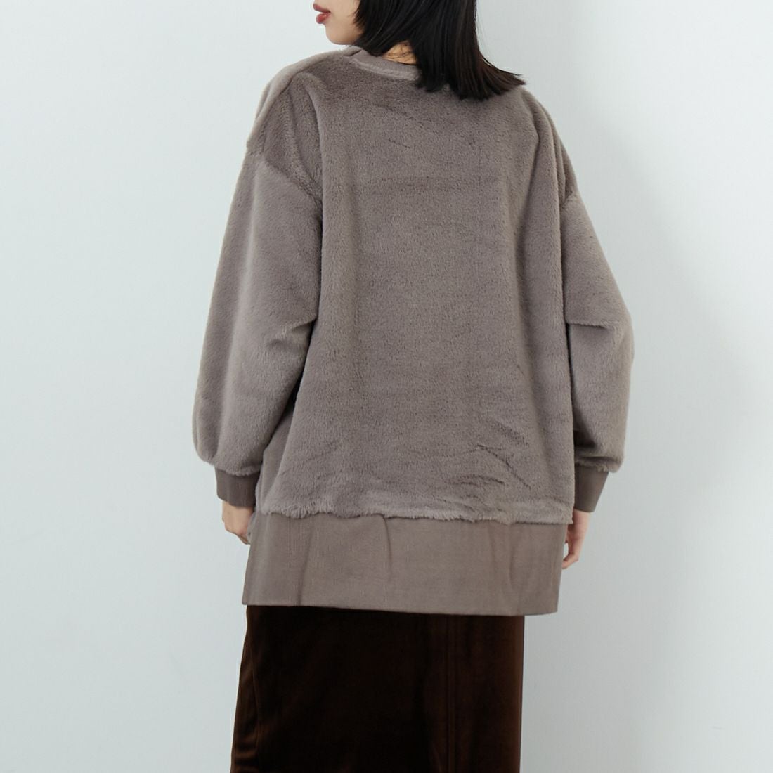 Jf Ready Made [ジェイエフレディメイド] カットファーVネックプルオーバー [3107106] 806 Mｸﾞﾚｲ &&モデル身長：162cm 着用サイズ：F&&