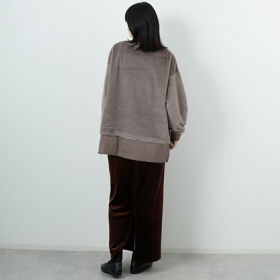 Jf Ready Made [ジェイエフレディメイド] カットファーVネックプルオーバー [3107106] 806 Mｸﾞﾚｲ &&モデル身長：162cm 着用サイズ：F&&